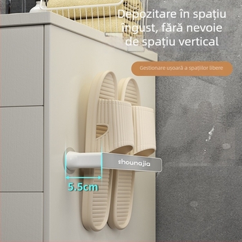 Suport de prosoape din plastic, montaj pe perete fără găuri, organizator pentru baie