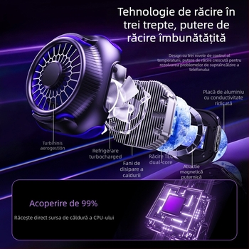 Răcitor magnetic pentru telefon, semiconductori dual-core, clip de spate, 125 g, 10W, interfață Type-C, ABS+metal, model N26