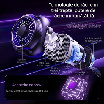 Răcitor magnetic pentru telefon, semiconductori dual-core, clip de spate, 125 g, 10W, interfață Type-C, ABS+metal, model N26