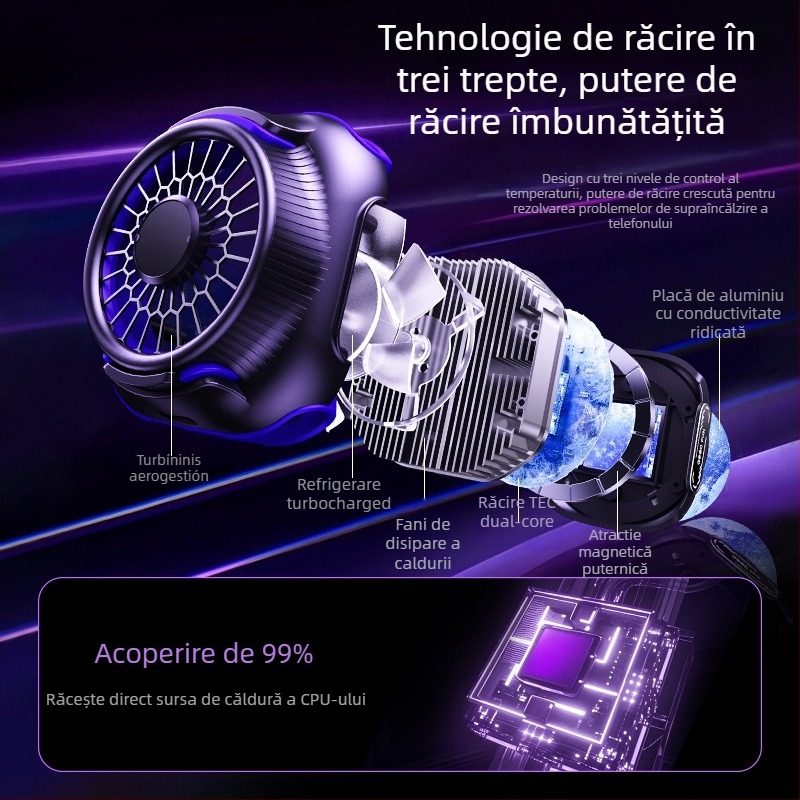 Răcitor magnetic pentru telefon, semiconductori dual-core, clip de spate, 125 g, 10W, interfață Type-C, ABS+metal, model N26