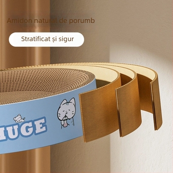 Tablă de zgâriere pentru pisici și pat integrat, rotund, din hârtie ondulată, durabil, fără scame, suprafață de ascuțit unghiile
