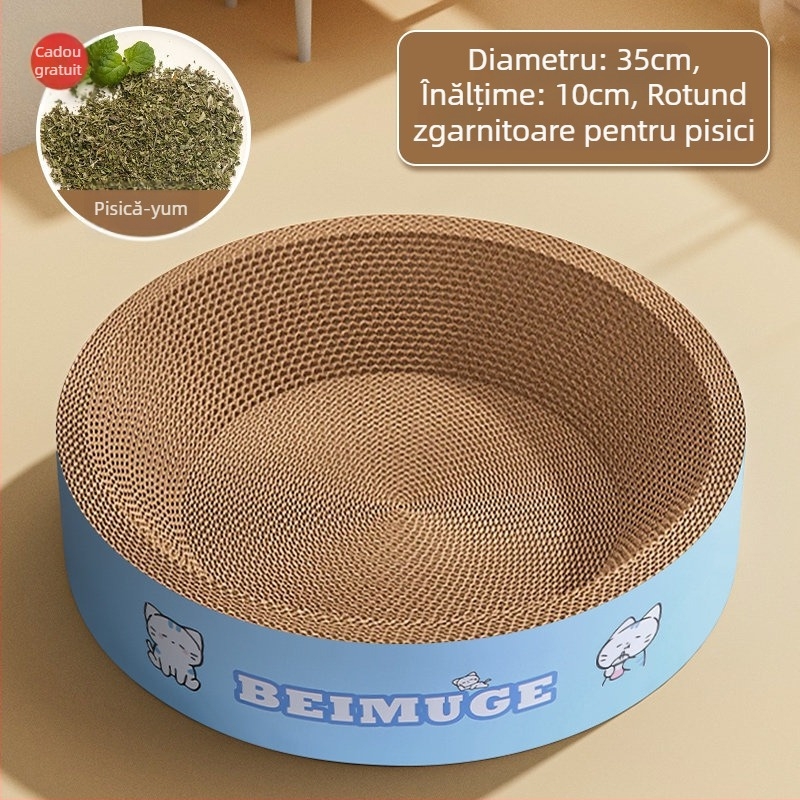 Tablă de zgâriere pentru pisici și pat integrat, rotund, din hârtie ondulată, durabil, fără scame, suprafață de ascuțit unghiile