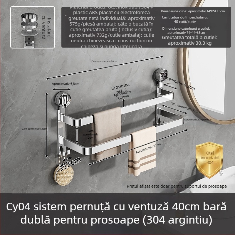 Raft pentru papuci și prosoape din oțel inoxidabil 304 - montaj fără găuri, Guangkai brand, personalizabil