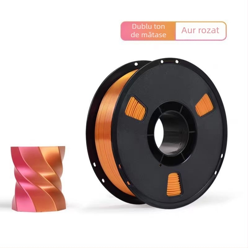 Filament PLA Silk pentru imprimare 3D, cu textură mătăsoasă; compatibil cu imprimante FDM; Material: PLA Silk; Precizie imprimare: ±0,02 mm; Greutate: 1 kg