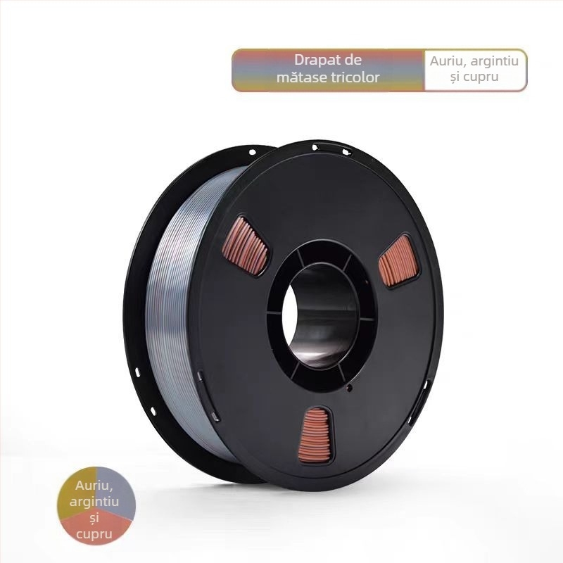 Filament PLA Silk pentru imprimare 3D, cu textură mătăsoasă; compatibil cu imprimante FDM; Material: PLA Silk; Precizie imprimare: ±0,02 mm; Greutate: 1 kg