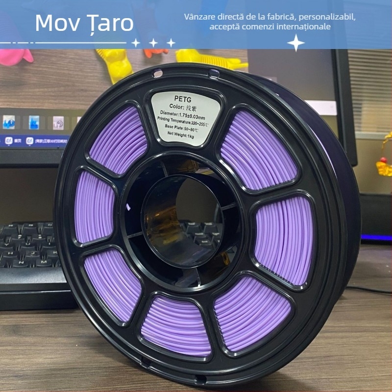 Filament 3D pentru imprimantă PETG, PETG003, secțiune circulară, lungime aproximativ 330 m, densitate 1.29–1.40 g/cm³