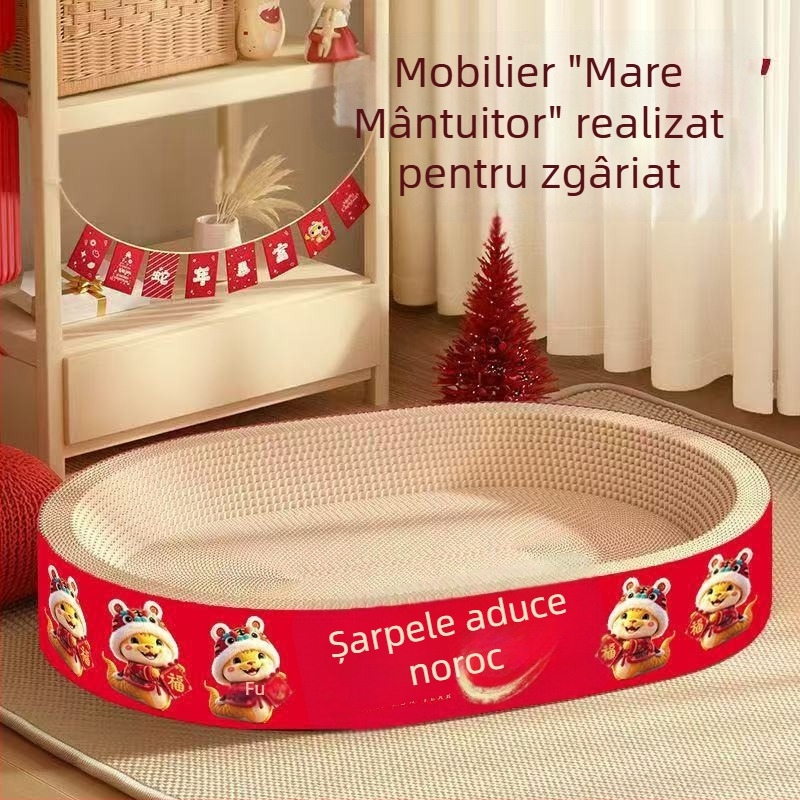 Placă de zgâriere pentru pisici din carton ondulat – Fu Meow, stil Lovable Wind, ambalaj 1 buc.
