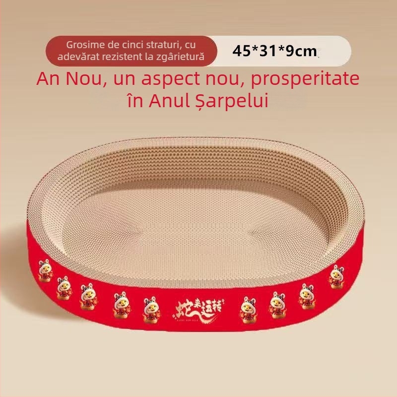 Placă de zgâriere pentru pisici din carton ondulat – Fu Meow, stil Lovable Wind, ambalaj 1 buc.