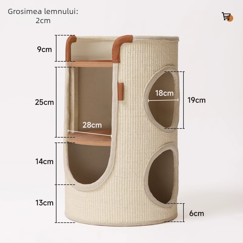 Hoopet Cadru de cățărare pentru pisici — design simplu, două etaje, din sisal, potrivit pisicilor de talie mică