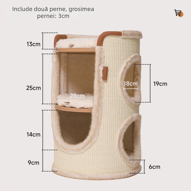 Hoopet Cadru de cățărare pentru pisici — design simplu, două etaje, din sisal, potrivit pisicilor de talie mică