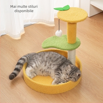 Copac pentru pisici cu casă integrată, material sisal, brand Cute Xiao Ai, model PJ--886, stil simplu