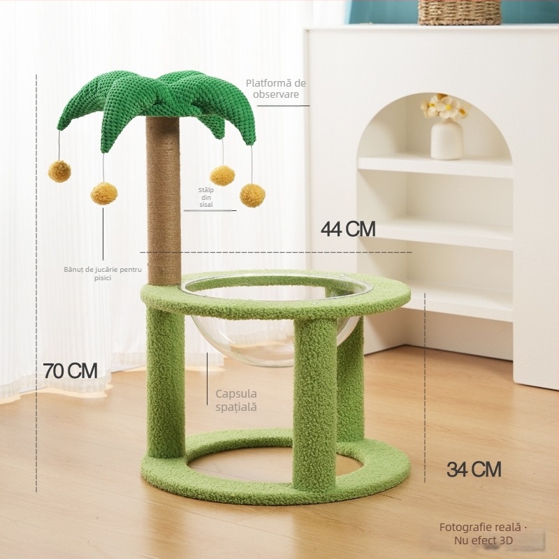 Copac pentru pisici cu casă integrată, material sisal, brand Cute Xiao Ai, model PJ--886, stil simplu