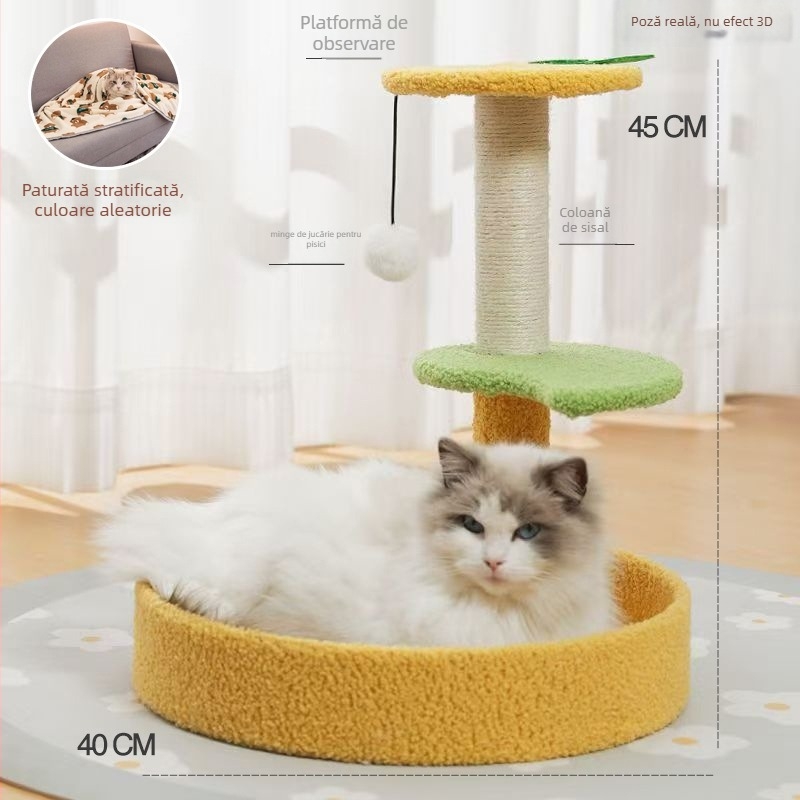 Copac pentru pisici cu casă integrată, material sisal, brand Cute Xiao Ai, model PJ--886, stil simplu