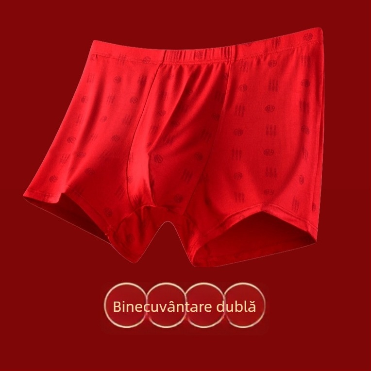 Boxer bărbați cu talie înaltă, fibre de bambus 90–95%, căptușeală din bambus, modele: animale/geometrice/litere, Anul Șarpelui