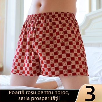 Boxeri de bărbați din bumbac, respirabili, talie medie, model în dungi/karo, design zodiac 2025