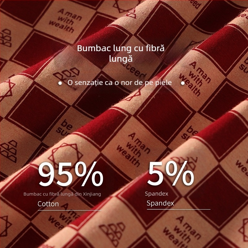 Boxeri de bărbați din bumbac, respirabili, talie medie, model în dungi/karo, design zodiac 2025