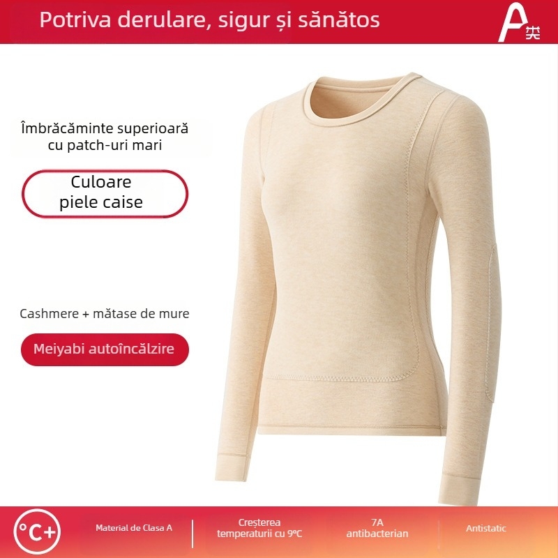 Set termic unisex cu căptușeală din catifea, material acrilic Derong, dublu strat, grosime extra 401–500 g/m², guler rotund, mâneci lungi, set sus și jos