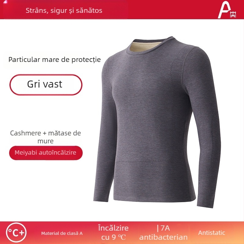 Set termic unisex cu căptușeală din catifea, material acrilic Derong, dublu strat, grosime extra 401–500 g/m², guler rotund, mâneci lungi, set sus și jos