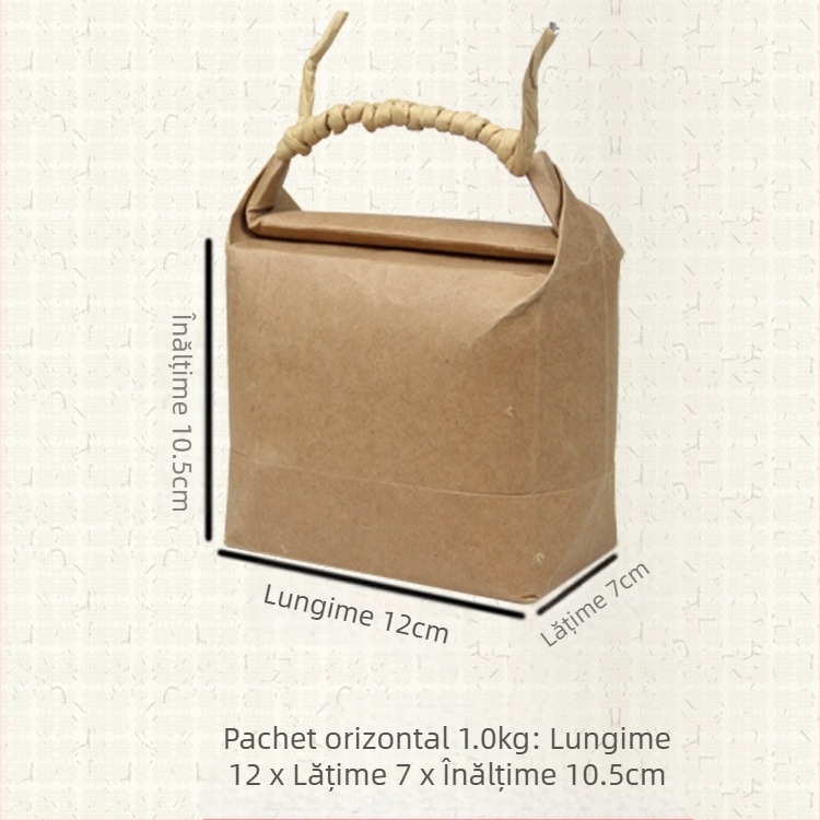 Sac de cadouri din hârtie kraft, stil retro, tăiere prin matriță și lipire; specificație: sac de orez
