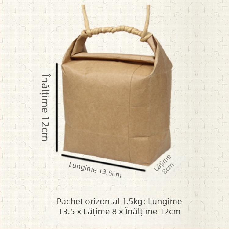 Sac de cadouri din hârtie kraft, stil retro, tăiere prin matriță și lipire; specificație: sac de orez