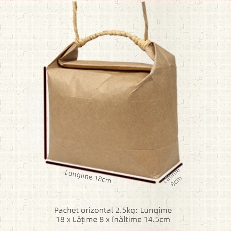 Sac de cadouri din hârtie kraft, stil retro, tăiere prin matriță și lipire; specificație: sac de orez