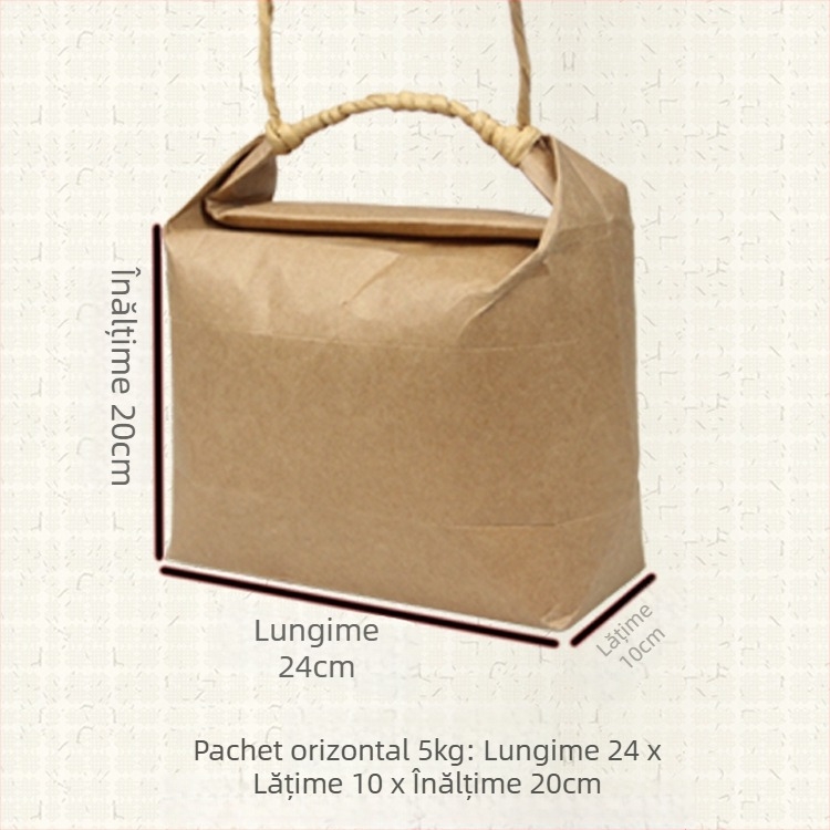 Sac de cadouri din hârtie kraft, stil retro, tăiere prin matriță și lipire; specificație: sac de orez