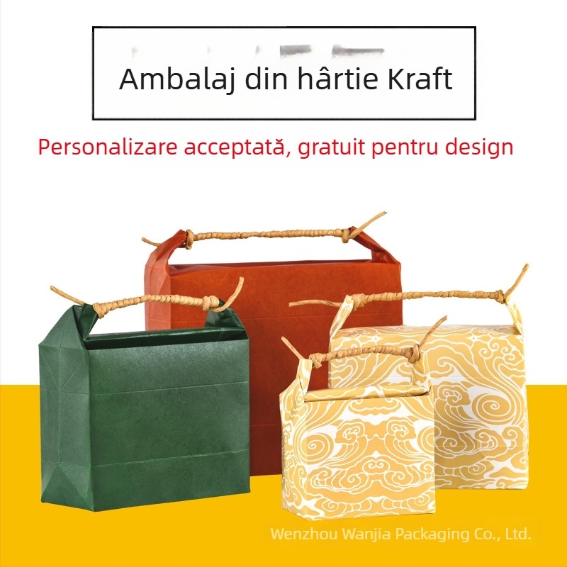 Sac de cadouri din hârtie kraft, stil retro, tăiere prin matriță și lipire; specificație: sac de orez