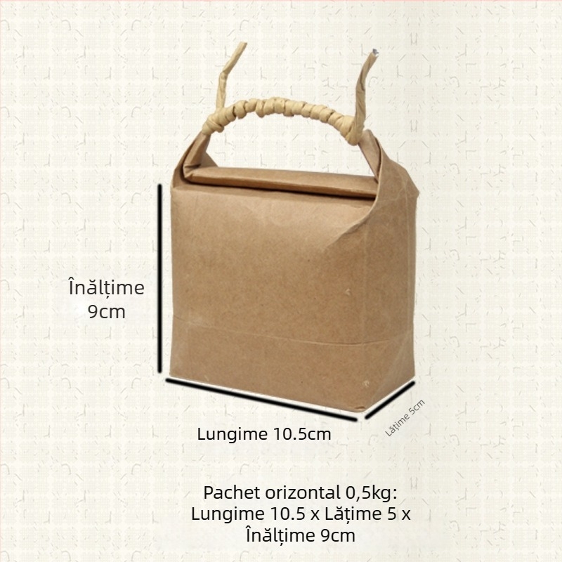 Sac de cadouri din hârtie kraft, stil retro, tăiere prin matriță și lipire; specificație: sac de orez