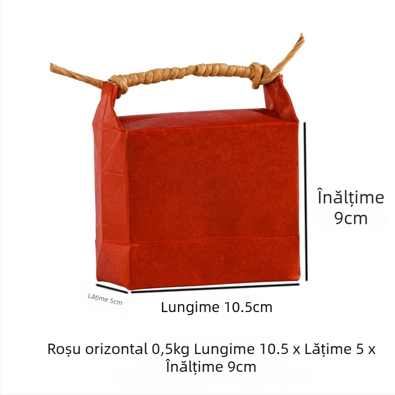 Sac de cadouri din hârtie kraft, stil retro, tăiere prin matriță și lipire; specificație: sac de orez