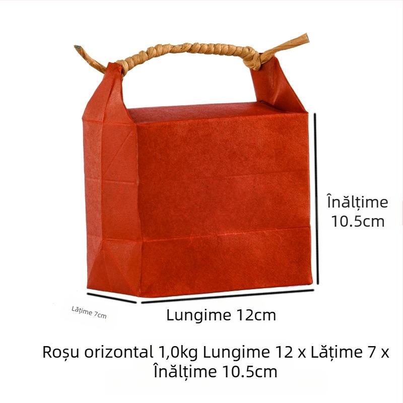 Sac de cadouri din hârtie kraft, stil retro, tăiere prin matriță și lipire; specificație: sac de orez