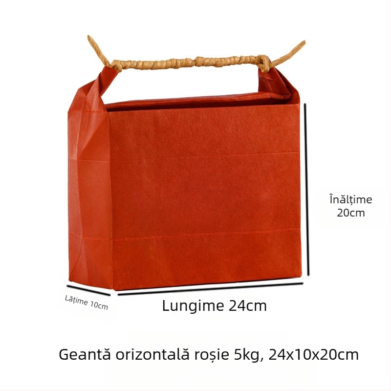 Sac de cadouri din hârtie kraft, stil retro, tăiere prin matriță și lipire; specificație: sac de orez