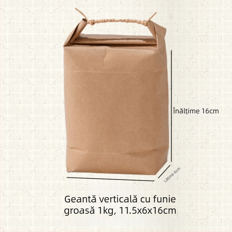 Sac de cadouri din hârtie kraft, stil retro, tăiere prin matriță și lipire; specificație: sac de orez