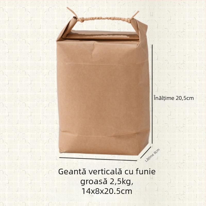 Sac de cadouri din hârtie kraft, stil retro, tăiere prin matriță și lipire; specificație: sac de orez
