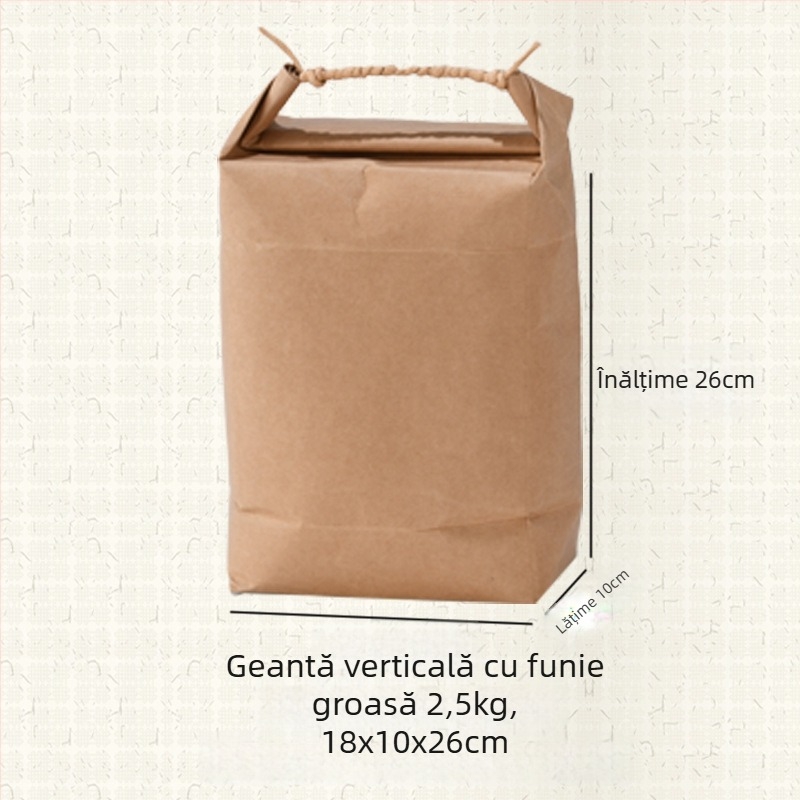 Sac de cadouri din hârtie kraft, stil retro, tăiere prin matriță și lipire; specificație: sac de orez