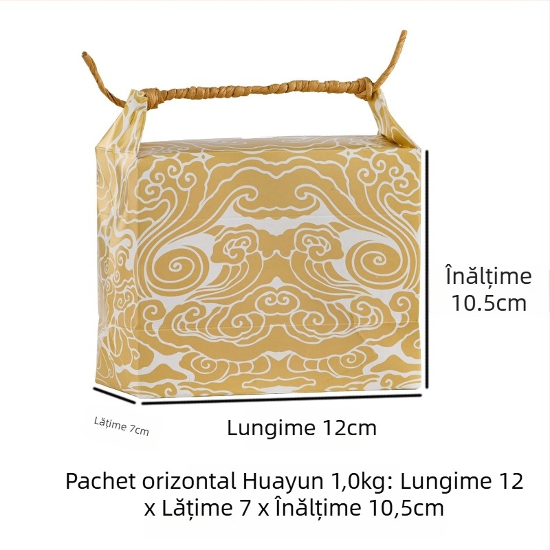 Sac de cadouri din hârtie kraft, stil retro, tăiere prin matriță și lipire; specificație: sac de orez