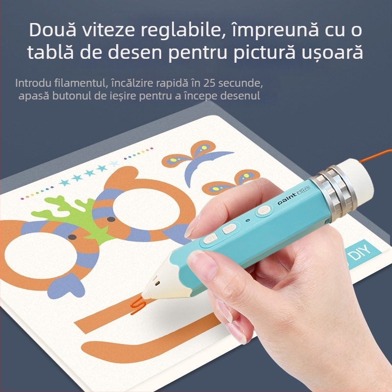 Set de stilou 3D pentru copii – temperatură scăzută, jucărie educațională DIY pentru artă și știință (4–6 ani)