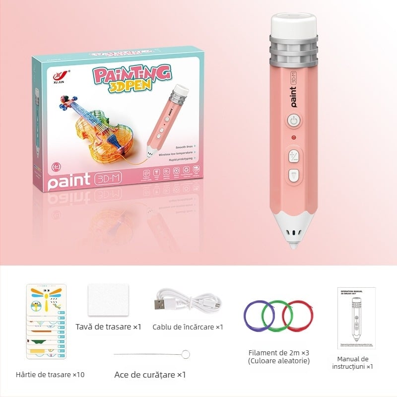 Set de stilou 3D pentru copii – temperatură scăzută, jucărie educațională DIY pentru artă și știință (4–6 ani)