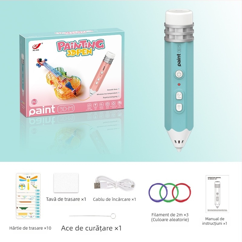 Set de stilou 3D pentru copii – temperatură scăzută, jucărie educațională DIY pentru artă și știință (4–6 ani)