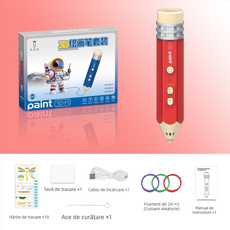 Set de stilou 3D pentru copii – temperatură scăzută, jucărie educațională DIY pentru artă și știință (4–6 ani)