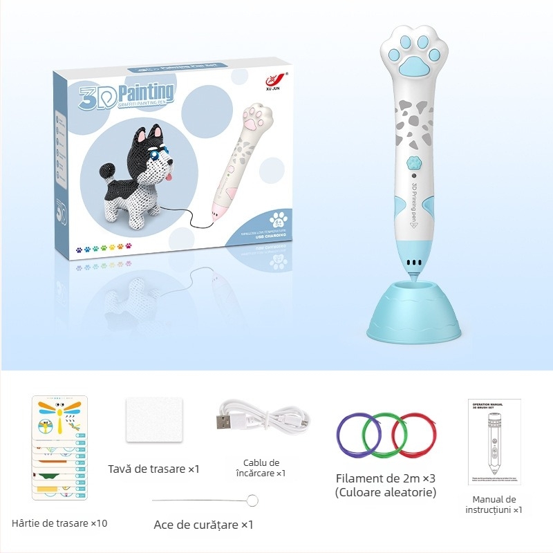 Set de stilou 3D pentru copii – temperatură scăzută, jucărie educațională DIY pentru artă și știință (4–6 ani)