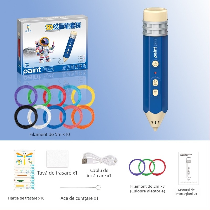 Set de stilou 3D pentru copii – temperatură scăzută, jucărie educațională DIY pentru artă și știință (4–6 ani)