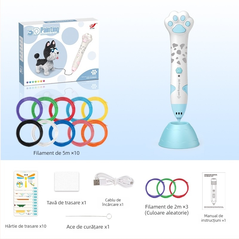 Set de stilou 3D pentru copii – temperatură scăzută, jucărie educațională DIY pentru artă și știință (4–6 ani)