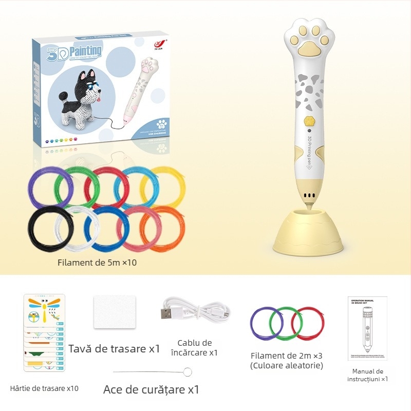 Set de stilou 3D pentru copii – temperatură scăzută, jucărie educațională DIY pentru artă și știință (4–6 ani)