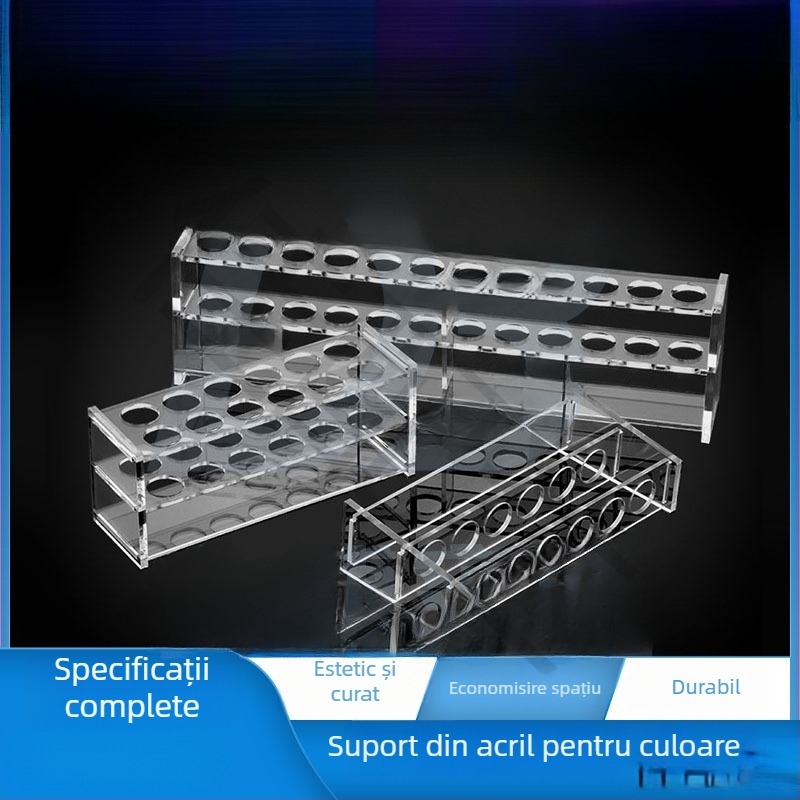 Raft din sticlă pentru tuburi colorimetrice de 10/25/50/100 ml, 6–30 găuri, rând simplu sau dublu