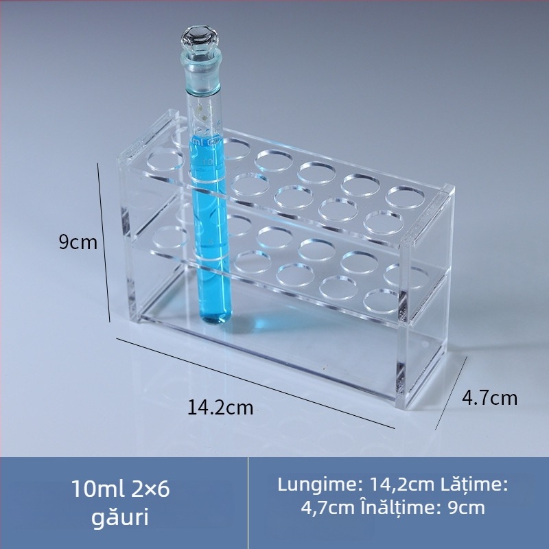 Raft din sticlă pentru tuburi colorimetrice de 10/25/50/100 ml, 6–30 găuri, rând simplu sau dublu
