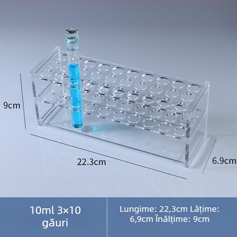 Raft din sticlă pentru tuburi colorimetrice de 10/25/50/100 ml, 6–30 găuri, rând simplu sau dublu