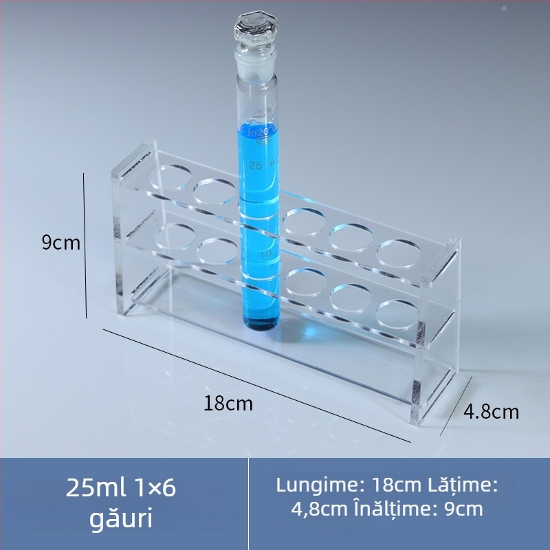 Raft din sticlă pentru tuburi colorimetrice de 10/25/50/100 ml, 6–30 găuri, rând simplu sau dublu
