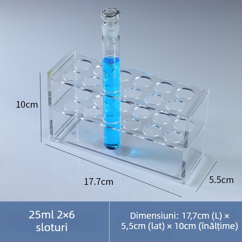 Raft din sticlă pentru tuburi colorimetrice de 10/25/50/100 ml, 6–30 găuri, rând simplu sau dublu