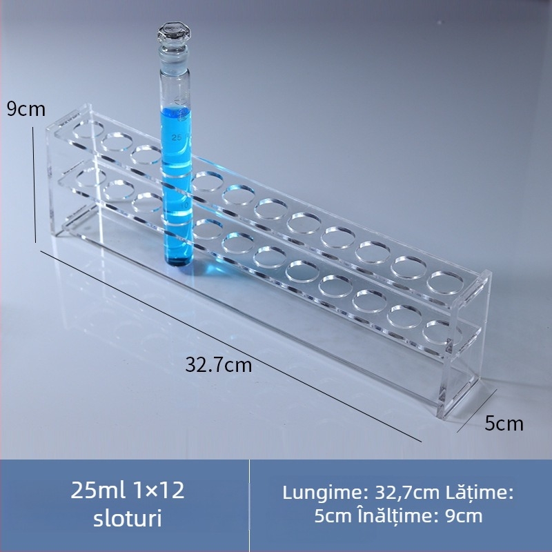 Raft din sticlă pentru tuburi colorimetrice de 10/25/50/100 ml, 6–30 găuri, rând simplu sau dublu