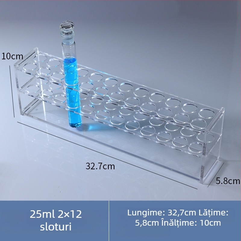 Raft din sticlă pentru tuburi colorimetrice de 10/25/50/100 ml, 6–30 găuri, rând simplu sau dublu